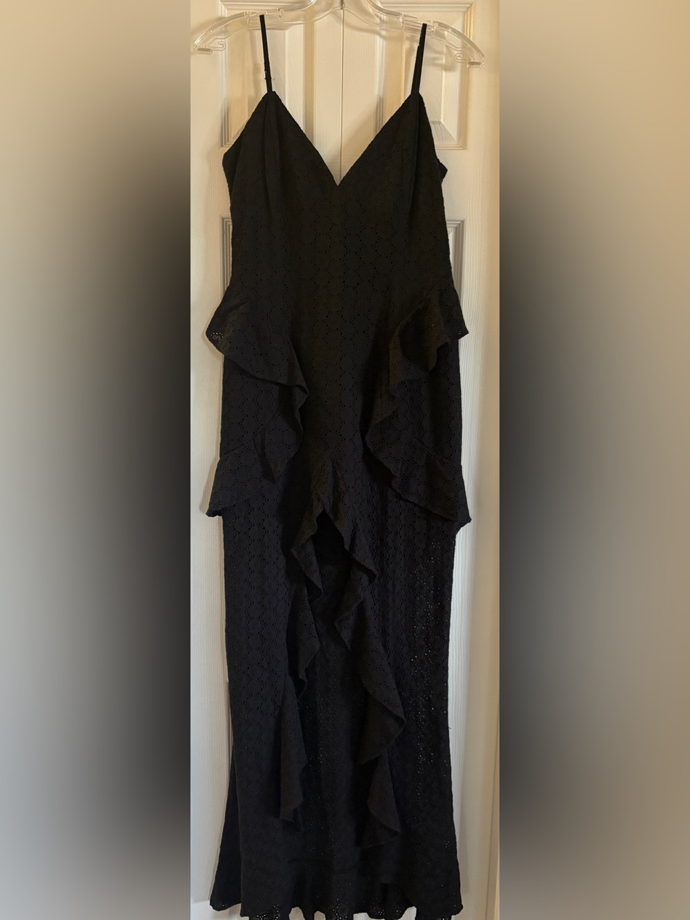 Nookie REVOLVE Darling Black Lace Ruffle Maxi Gown Prom Wedding Guest S